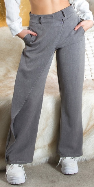 Hoge taille broek asymmetrisch grijs